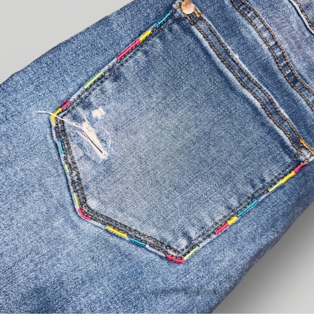 Judy Blue Skinny Embroidered Colorful Medium Wash Denim Jeans Women’s Size 7/28 - Picture 9 of 9